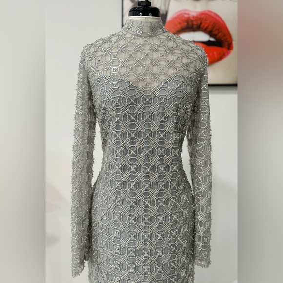 Georges Hobeika Beaded Tulle Shirt Flared Gown Maxi Dress - Picture 6 of 15